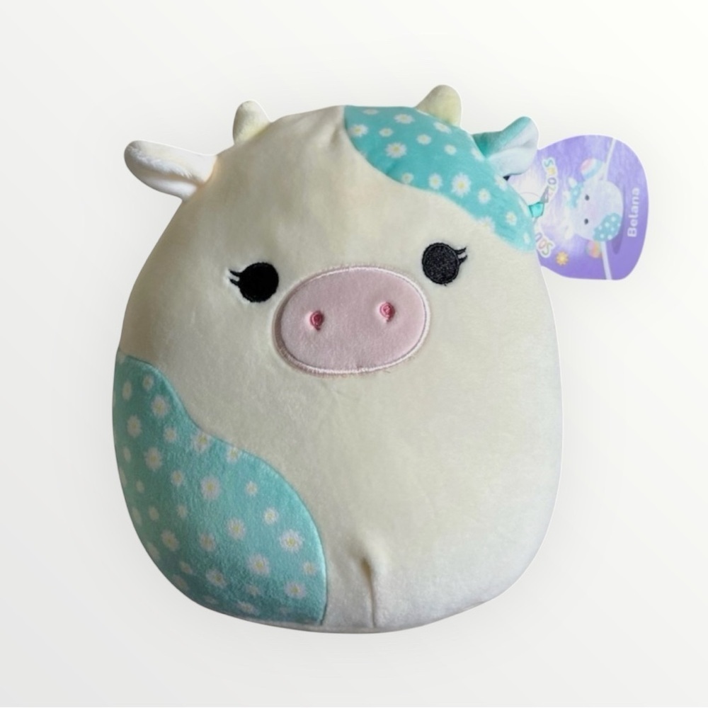 SQUISHMALLOWS Belana the Cow 8” inch Easter 2023 Blue Floral Plush Flowers
